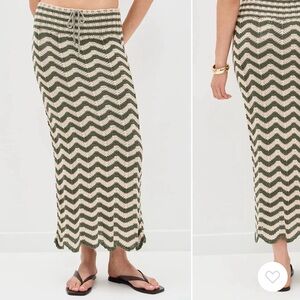 Agua bendjta oWavy Chevron Knit Maxi Skirt - Olive & Cream